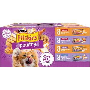 Purina Friskies Gravy Wet Cat Food Variety Pack, Poultry Shreds, Meaty Bits and Prime Filets - (Pack of 32) 5.5 oz. Cans (EXP 01/01/28)