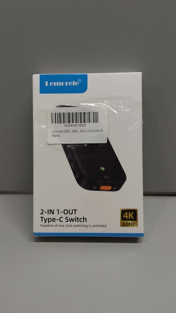 Lemorele USB C KVM Switch, 2 Computer Sharing 4K@60Hz HDMI Monitor, 100W PD Fast Charging, 3×USBA 2.0 + 1×USBC 2.0 Data Ports, 3.5mm Audio for Windows/Mac/Linux