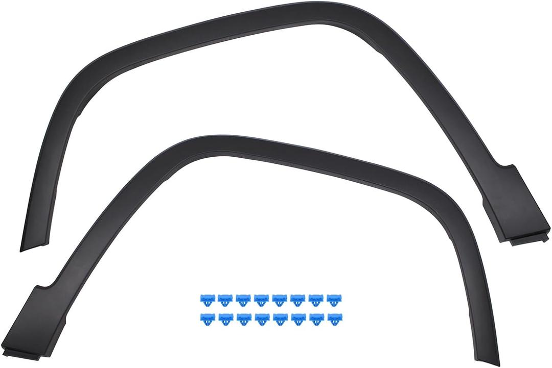 Front Driver and Passenger Side Wheel Fender Flare Molding with Clips for Jeep Cherokee 2014-2018