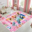 BATATADOCE Alphabet Rugs for Kids Playroom - Cartoon Kids Bedroom Rug Play Mat for Learning Alphabet, Numbers, Animal, Colors, Season, Cute Classroom Rug for Children Girls Bedroom Decor, Pink, 5x7 Feet