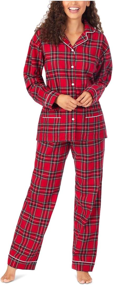 Lanz of Salzburg Sleepwear for Women Classic Notch Collar Long Sleeve Flannel Pajama Set (XS)