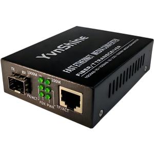 Gigabit SFP to RJ45 Fiber Media Converter- Multimode/SingleMode Fiber to Ethernet Converter, Plug & Play 10/100/1000Mbps RJ45 1.25G Open SFP Slot