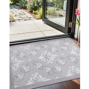 DEXI Door Mat 17x30, Washable Floral Entryway Mats Low Profile, Absorbent Muddy Dirt Doormats for Entrance Inside Home, Porch