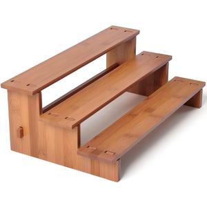 JinDoWin Cabinet Spice Organizer, Spice Organization for Cabinet, 3 Tier Spice Rack Organizer for Cabinet, Seasoning Organizer & Seasoning Rack, Kitchen Cabinet Organizer (1, Dark Bamboo)