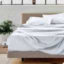 GOKOCO Luxury Soft 4 Piece Sheet Set - 100% Egyptian Cotton King Size Bed Sheet Set, Super Soft Sateen Weave, Fit Mattress 12'' Deep Pocket - White Solid Luxury Sheet Set