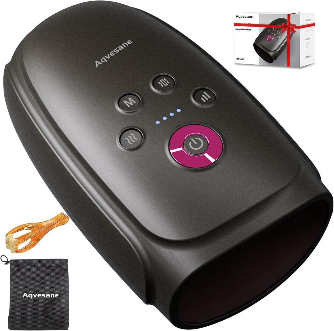 Hand Massager with Heat and Compression, Cordless Hand and Wrist Massager for Arthritis and Carpal Tunnel, Rechargeable, Gifts for Women Men, Dark Grey