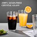 Amyoole Drinking Glasses Set of 8,16oz Clear Highball Water Glasses, Stackable Lead-Free Hammered Glass Cups, Kitchen Drinkware Glassware for Cocktail, Beer, Juice, Iced Tea, Margaritas and Mixed Drinks
