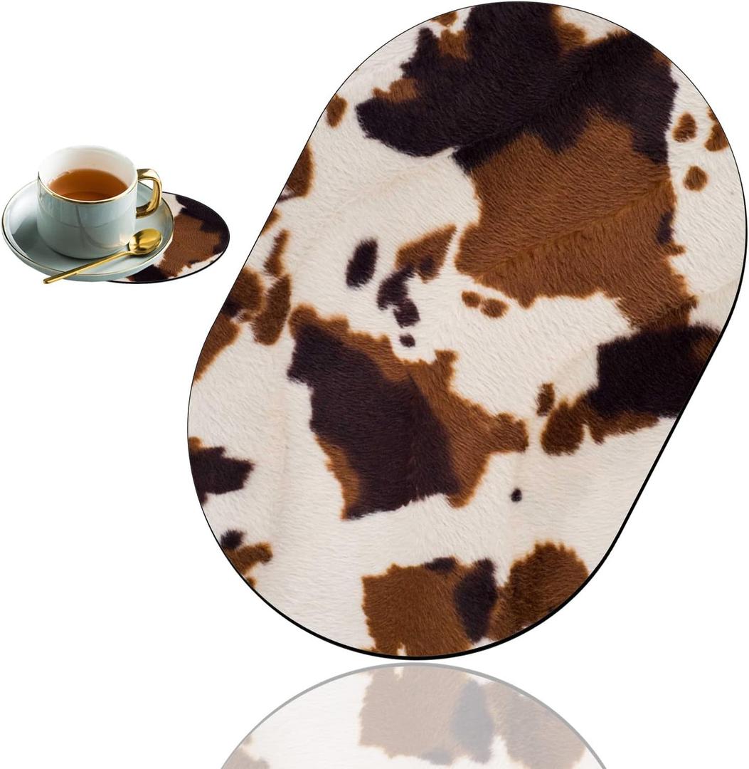Personality Mouse Pad with Coaster Set, Cow Hide Print Fashion Design Mouse Pad Non-Slip Rubber Gaming Mouse pad Computer Laptop