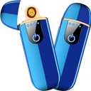 Electronic Lighter, Smart USB Rechargeable Lighter,Mini Electric Lighter Touch Ignition Windproof Flameless Lighter Plasma Lighter with Battery Indicator for Men Father Gifts (Blue)