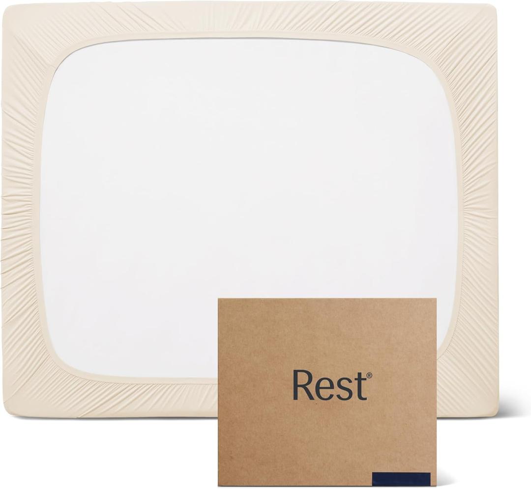 REST Evercool+ Fitted Sheet, Queen Size, Snow Ivory, 15" Deep (up to 18), Breathable Bedding for Hot Sleeper and Night Sweats, Bed Sheet with Ionic+ Self-Cleaning Silver Yarn for Sensitive Skin