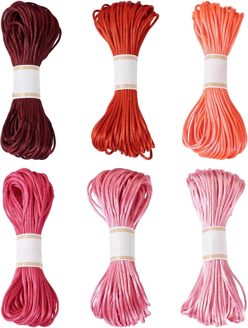 FASHEWELRY 131 Yards 3mm Nylon Satin Cord Pastel Nylon Rattail Beading String Chinese Knotting Cord for Jewelry Making, Necklaces, Friendship Bracelets, Tassels and Craft