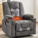 Massage Recliner Chair with Heat, Manual Massage Recliner with Cup Holders, Reclining Chairs for Living Room, Wall Hugger Recliners Grey