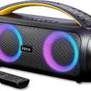 iHome FM Radio, Bluetooth Speaker with Color Changing Lights and Remote Control Boombox, Splashproof Portable and Rechargeable Wireless Speaker (iBT920B.EXv24)
