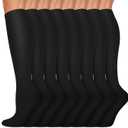 Copper Compression Socks 15-20 mmHg for Men & Women 8 Pairs  Circulation Support for Nurses, Travel, Running, Hiking, Soccer (Small-Medium, A00- Black)