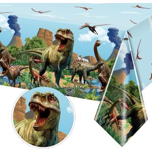 Tiamon Dinosaur Tablecloth Dinosaur Party Table Covers Plastic Tablecloth for Birthday Party Picnic Supplies 54 x 108 Inch(Blue, 6 Pcs)
