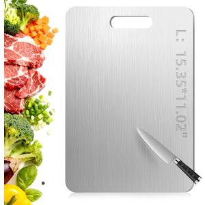 Katori Titanium Cutting Board, 100% Pure Titanium Cutting Boards for Kitchen, Double-side  Cutting Board for Vegetables, Meat, Fruits, Easy to Store and Clean (L), 15.4"L x 11"W