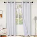 Easy-Going Linen Look Blackout Curtain Grommet Window Curtain Drapes for Bedroom, Living Room Thermal Insulated Room Darkening (2 Panels, 42x84 inch, White)