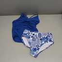 Girls Swimsuit Tankini Criss Cross Ruched 2 Piece Bathing Suit Printed Girl Swimwear for Teens 9-16Y (13-14 Years, Blue)