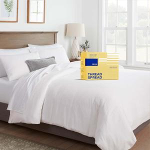THREAD SPREAD Queen/Full Duvet Cover, 600 Series Bliss Collection Sateen 3Pc Egyptian Cotton Duvet Cover Set, 100% Pure Cotton, 2 Pillow Shams, Zipper Closure, 7 Corner Ties (White)