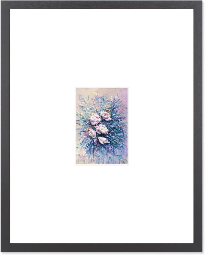 ZZFQXZ 16x20 Picture Frame Black Solid Wood 5x7in Pictures Frame with White mat or 16x20in Photo Frame Wall Home Decoratio (F22B1620W57)
