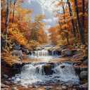 TFIAVSIN DIY Painting by Numbers for Adults, Autumn Forest with Waterfall Paint by Numbers, 16x20 Inch Adults Paint by Number Kits for Beginners, Frameless Color by Number Art Kits