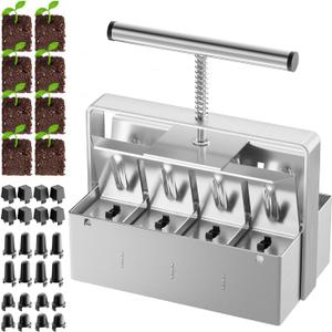 Soil Blocker, 8 Cell Soil Block Maker 2 Inch with 3 Sizes Seed Pins, 2024 Seed Handheld Block Maker with Comfortable Handle, Garden Blocking Tools for Seedings, Cuttings, Greenhouses
