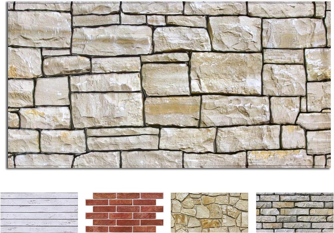 COMSTICKC 3D Peel and Stick Faux Stone Wall Panels for Quick DIY Wall Decor, 22.8" X 11.8"
