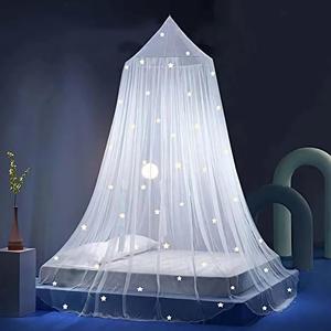Eimilaly Stars Bed Canopy Glow in The Dark, Bed Canopy for Girls Mosquito Net, Princess Canopy for Girls Bed Room Decor, White (Large (Pack of 1))