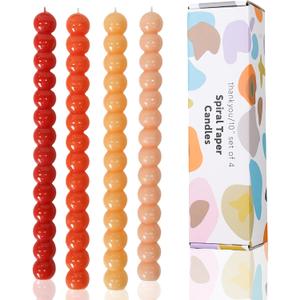 Spiral Taper Candles Gradient Orange Twisted Candle Conical Stick Candles for Holiday Wedding Party Wax Unscented Dinner Candle Dripless,Christmas Gift H 10 Inch, 4pcsGradient Orange-C