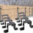 8 PCS Heavy Duty Metal 4x4 Post Brackets, 12 Gauge 4" x 4" Strap Post Ties, Thick 2.55 mm Black Powder Coated Steel Strap Ties for Wood Deck Fence & Pergola (Screws Not Included)