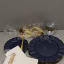 175 Plastic Dinnerware Set, Disposable Dinnerware Set for 25 Guests Include 50 Plastic Plates,25 Silverware Set,25 Cups and 25 Napkins for Christmas,Party,Wedding(Navy Blue and Gold)