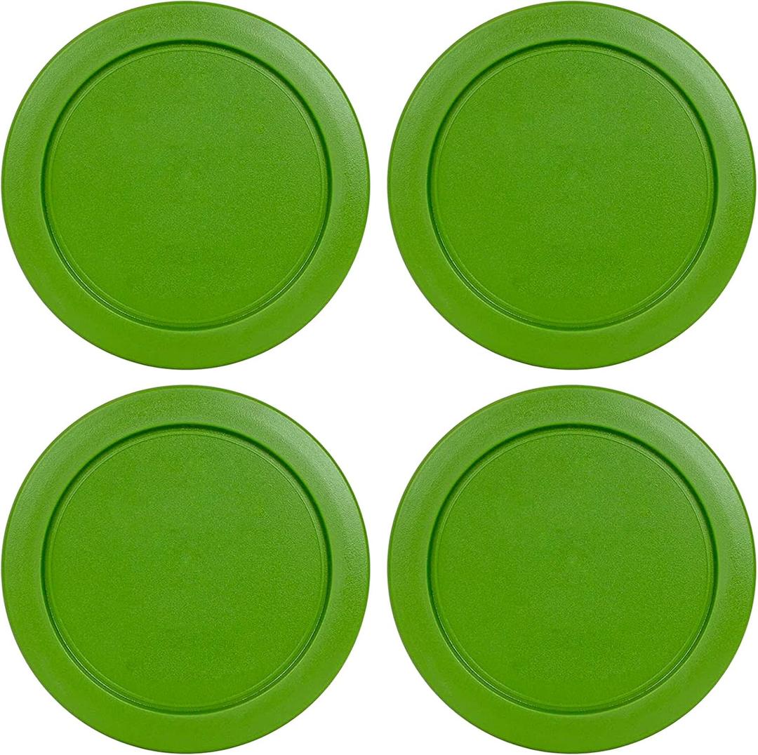 Replacement Lids fits Pyrex 1-Cup (4" Smallest Size) Glass Food Storage Container Bowls, 4-Inch Plastic Round Lids Covers for Pyrex 7202-PC, Airtight & Leakproof (4-Pack, Green)