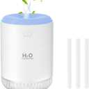 SZO Portable Mini Humidifier, 500ML USB Personal Cool Mist Humidifiers for Bedroom Office Travel Desk, Whisper Quiet 20dB with 2 Mist Modes & Auto Shut-Off, Small Desktop HumidifierWSQ02 white