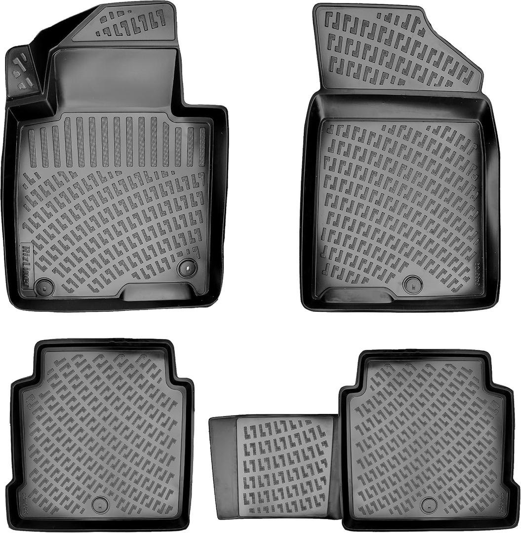 Hyundai Sonata 2015-2019 (No 2015 Hybrid Model) & Kia Optima 2016-2020 (No 2016 Hybrid Model) Floor Mat Custom Fit Rubber 3D Car Mats Laser Measured Floor Liner All Weather Waterproof (Front & Rear)