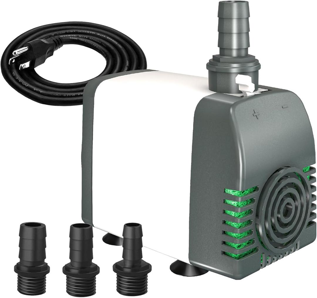 Knifel 550GPH Submersible Water Pump, Fountain Pumps with Over Heating Protection Adjustable Flow Rate Desin 6.5ft High Lift for Fountains, Hydroponics, Ponds, Aquariums & More