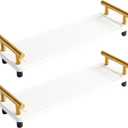 1Pc Water Absorbing Stone Drying Tray for Kitchen Counter, Decorative Organizer for Kitchen Counter, White Gold Sink Tray, Stone Drying Mat, Instant Dry Sink Caddy (White & Gold Handle, Small)