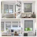 Grandekor No Drill Cordless Zebra Blinds, Dual Layer Light Filtering Day & Night Roller Shades, Inside Mount Free-Stop Privacy Window Shades for Home, Easy Install(35" W x 64" H, Grey)