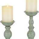 Sziqiqi Retro Iron Candle Holder Vintage Pillar Candles Holders for Table Centerpiece Wedding Birthday Candlelight Dinner Decorative Light Home Dcor 2pcs (Sage)