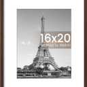 Upsimples 16x20 Picture Frame, Display Pictures 11x14 with Mat or 16 x 20 Without, Wall Hanging Poster Frame, Brown, 1 Pack