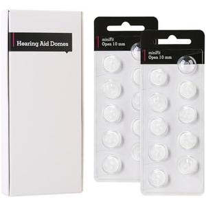 Hearing Aid Domes for Oticon Replacements, (20Pcs/2Packs）Minifit 10mm Open Vent, Aids Tips Supplies, Universal Parts Accessories for Phillips/Resound, Soft Silicone Domes for Clear Natural Sound