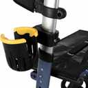 Flat Frame Walker Euro Rollator Cup Holder - Adjustable Clip-On Drink Holder for Wide Flat Frame Bars & Euro-Style Walkers, Holds Water Bottles, Coffee Cups and Travel Mugs (Yellow)