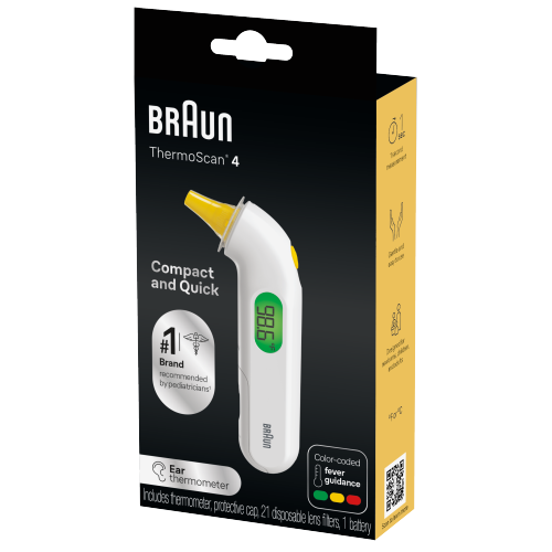 Braun ThermoScan 4 Digital Ear Thermometer, Professional Accuracy with Color Coded and Audio Fever Guidance for Babies, Toddlers, Kids and Adults, FSA and HSA Eligible