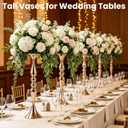 12 Pcs Gold Wedding Centerpieces for Table Decor, Tall Wedding Flower Vases Bulk, Metal Arrangements Center Pieces, Elegant Floral Stands Set for Bridal Party Reception Decorations Anniversary | Tall Gold Wedding Centerpieces