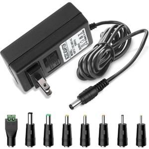 20V 2A AC DC Power Supply Adapter 20 Volts 2 Amps US Wall Charger, DC Plug 5.5x2.1mm & 2.5mm for 20volt 0.5A 0.8A 1A 2A, 500mA 800mA 1000mA 2000mA Equipment with 8 Tips ac dc adapter 100-240v, 50/60hz