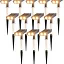 Solar Spot Lights Outdoor Adjustable Beam & PC Light Guide Column, 12 Pack Solar Lights Outdoor Waterproof IP65, 2 Modes & Auto On/Off Landscape Spotlights for Garden Yard Pathway Tree (Warm Yellow)