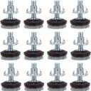 OwnMy High Density Felt Glide Pads Adjustable Furniture Levelers Chair Table Leg Levelers Floor Protector Pads with Metal T-Nuts - Adjustable Height 0.5" to 1" (Dia 1-1/8" - 12 PCS)