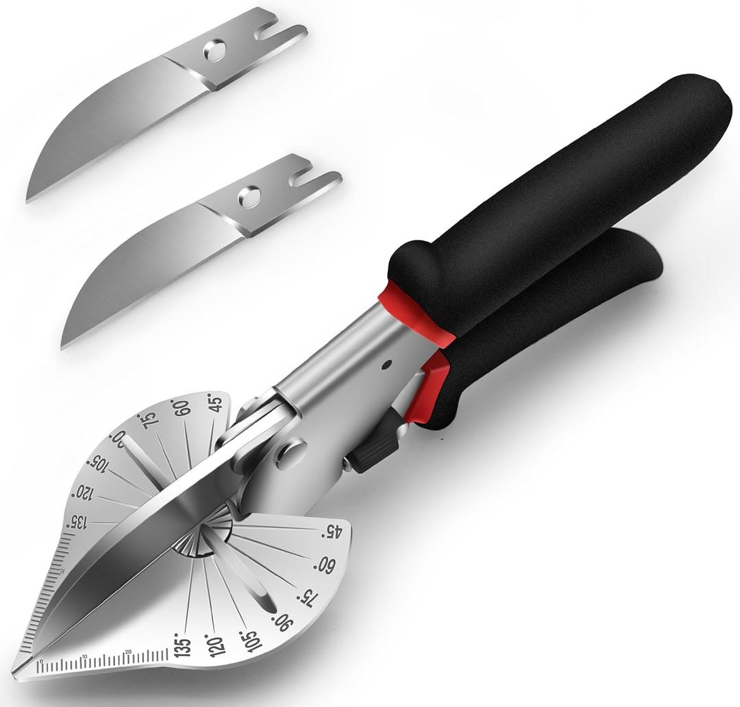 Miter Shears Angle Cutter For Wood Plastic PVC Moulding Shoe Molding Angular Trim Cutter Tool Adjustable At 45 To 135 Degree With Replacement Blades