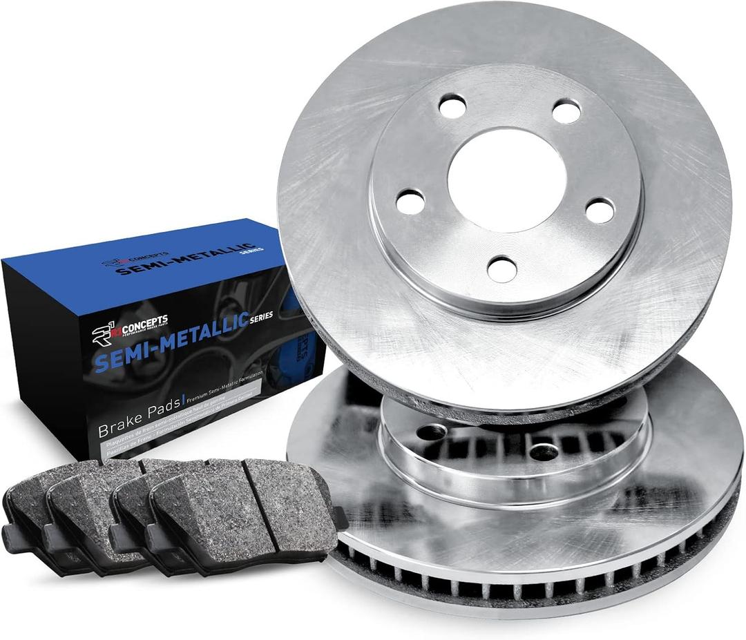 R1 Concepts Rear Brake Kit For 2003-2010 Chrysler PT Cruiser, 2003-2005 Dodge Neon| Blank Brake Rotors| Semi-Metallic Brake Pads and Rotors Kit