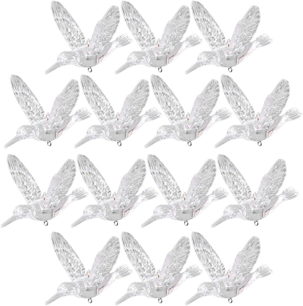 20 Pcs Hummingbird Ornaments Acrylic Hummingbird Flying Figurine Clear Hummingbird Pendants Bird Decoration for Xmas Trees Party Home Decorations