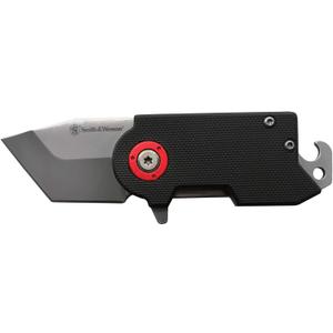 Smith & Wesson Benji 2.5in High Carbon S.S. Folding Keychain Knife with 1.75in Modified Tanto Blade and G10 Handle for Outdoor, Tactical, Survival and EDC,Black